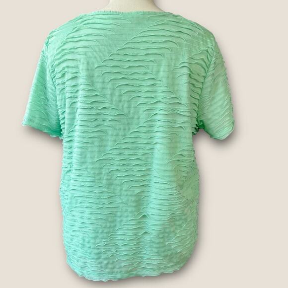 Alfred Dunner Short Sleeve Ruffled Tiered Top Blouse Stretch Pullover 2X Green - Picture 2 of 13